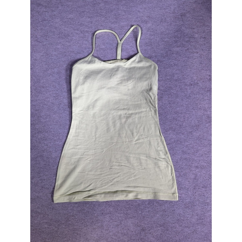 Lululemon Power Y Tank Top Women 2 Lime Green Stretch Slim Racerback Cut Running